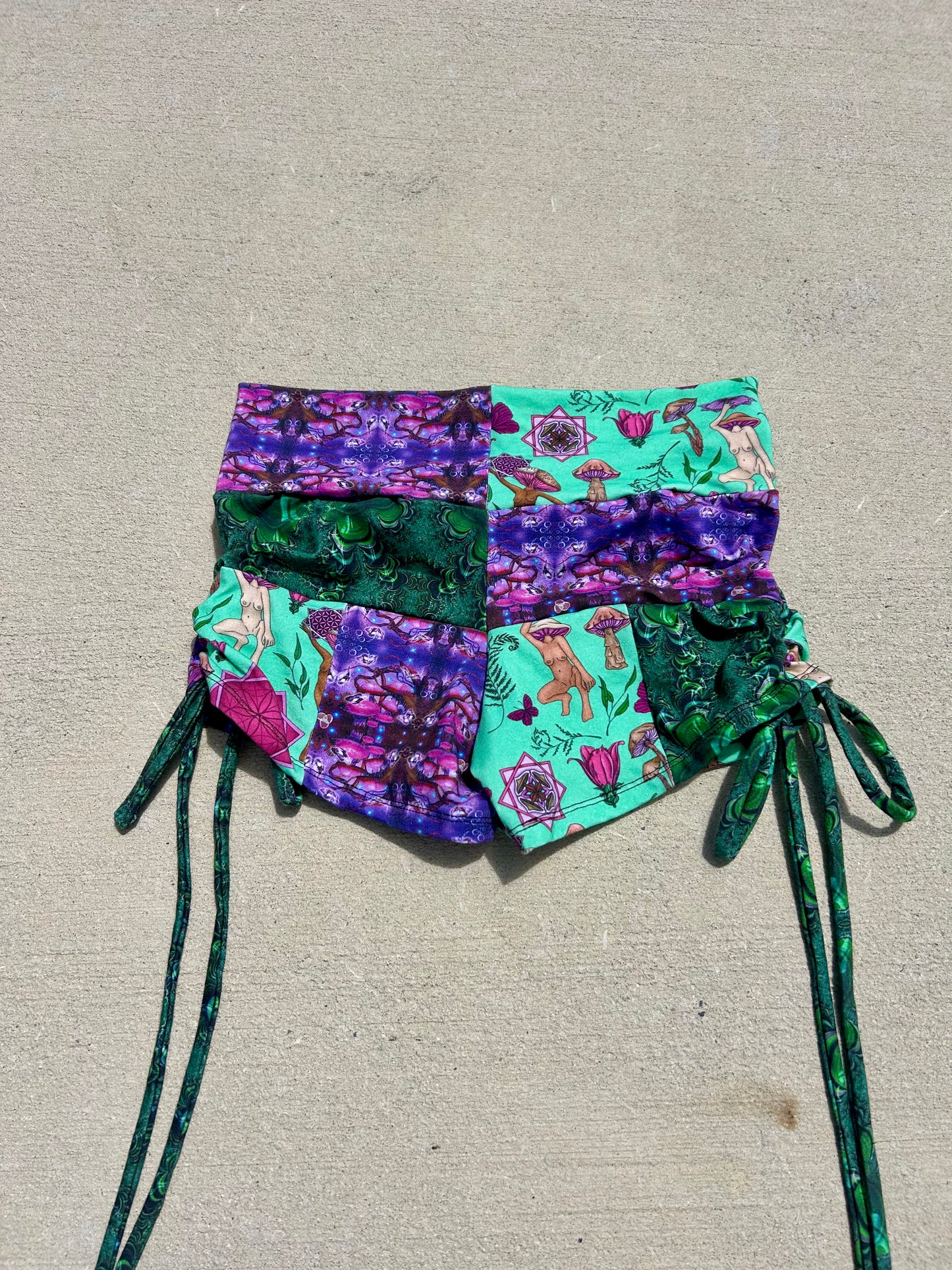 Patchwork Cinched Shorts (M)