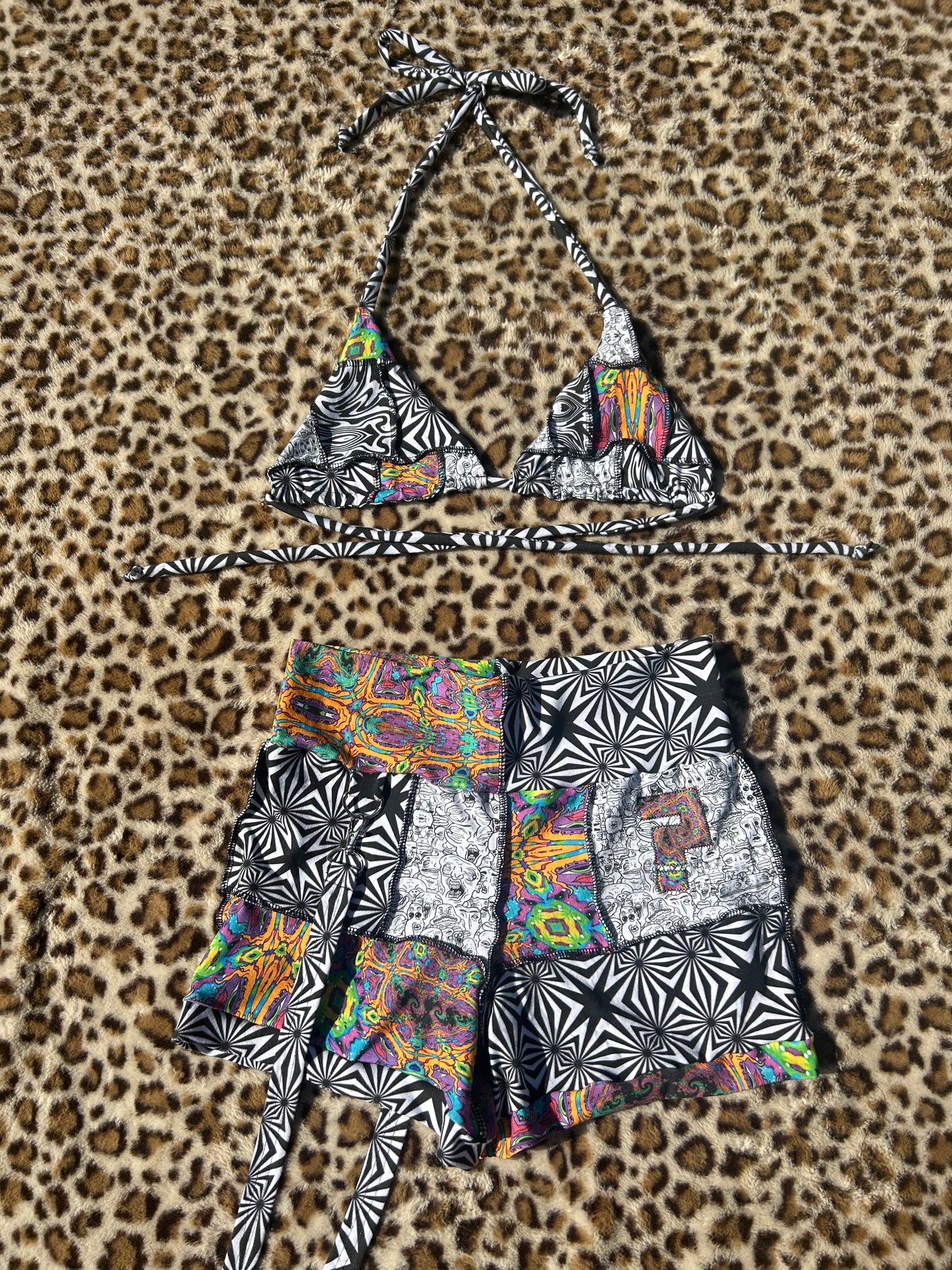 Patchwork Bikini Top (Cotton/Jersey/Spandex)