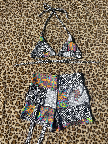 Patchwork Bikini Top (Cotton/Jersey/Spandex)