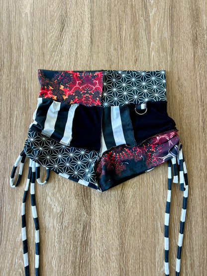 Patchwork Side-Cinched Shorts (M)