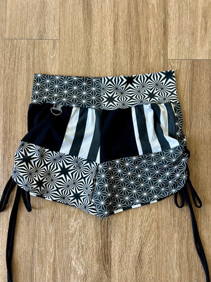 Patchwork Side-Cinched Shorts (XL)