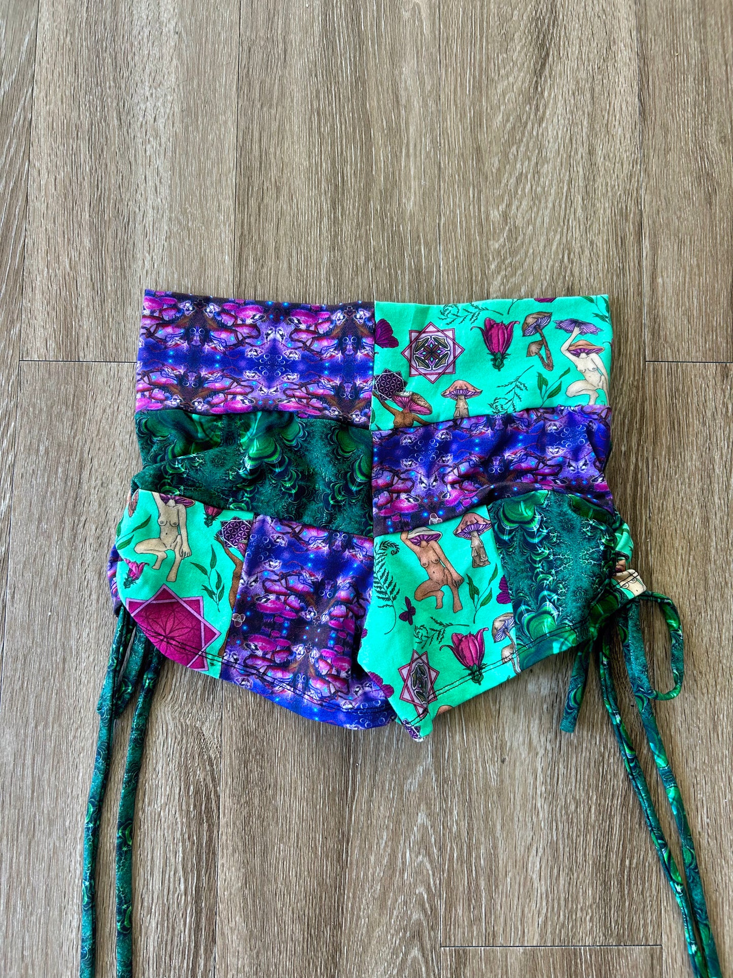 Patchwork Cinched Shorts (M)
