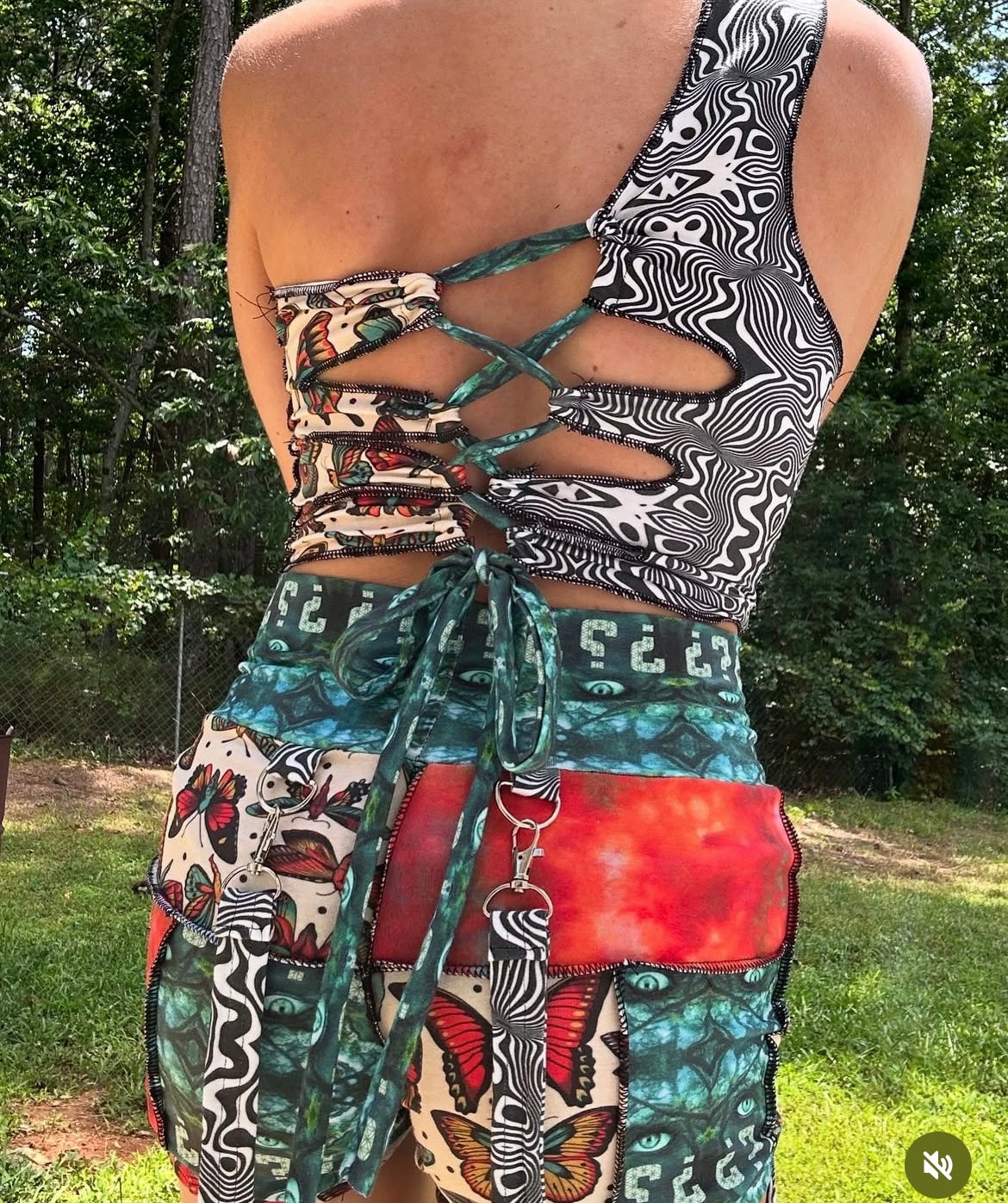 Patchwork One-Shoulder Top